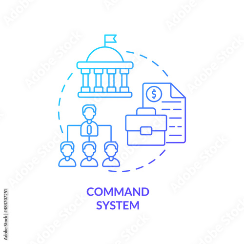 Command system blue gradient concept icon. Planned economy. Socialism. Economic systems types abstract idea thin line illustration. Isolated outline drawing. Myriad Pro-Bold fonts used