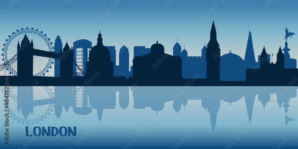 London vector skyline silhouette london in flat stile	