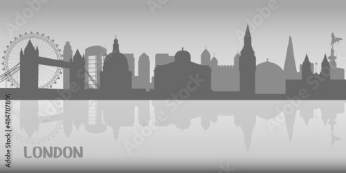 city skyline silhouette of london in flat style