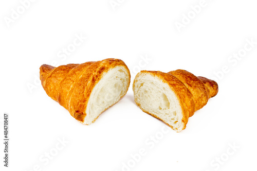Sliced croissants isolated on a white background.