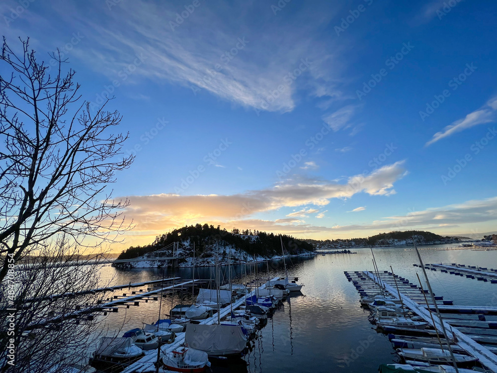 sunset over the river