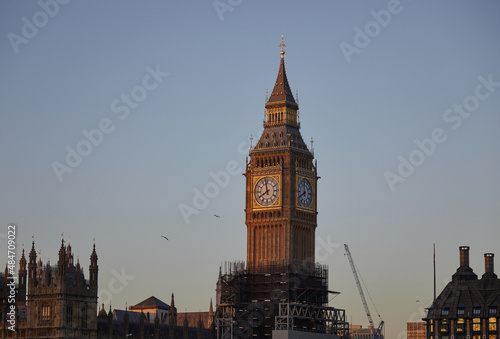 Big Ben, the Elizabeth Tower, Palace of Westminster, London UK at dawn