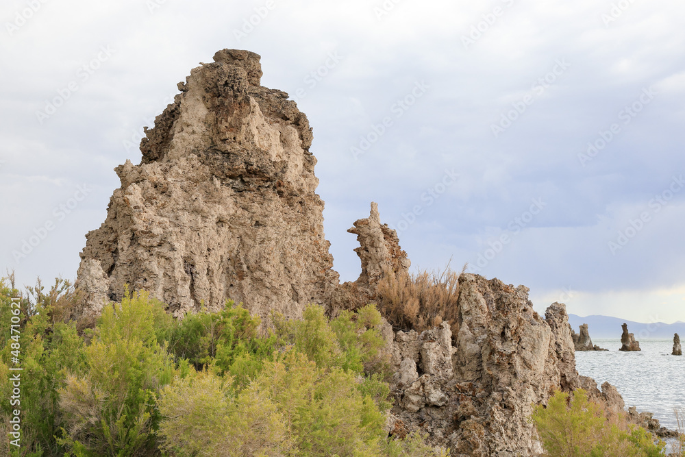 Mono Lake, a saline soda lake in Mono County, California