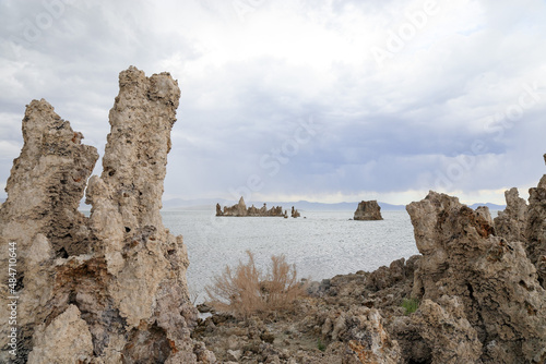 Mono Lake, a saline soda lake in Mono County, California