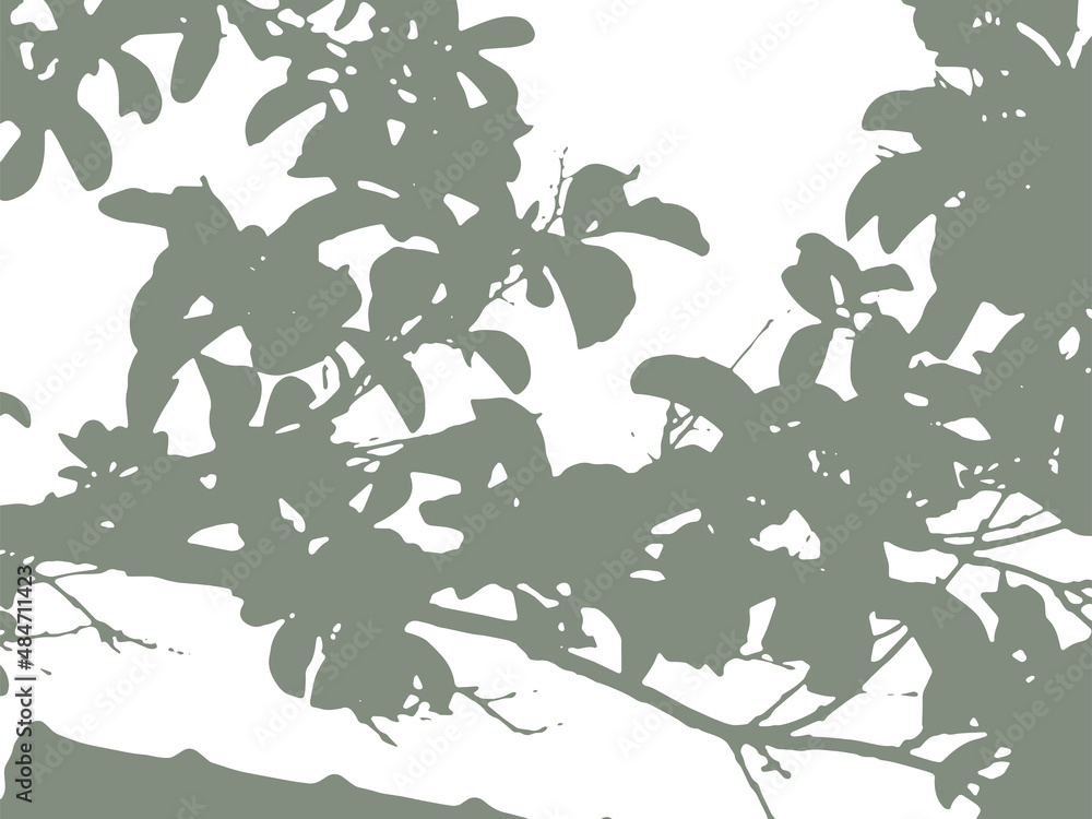 Fototapeta premium Spring foliage silhouette overlay texture. Branches with leaves vector background pattern.