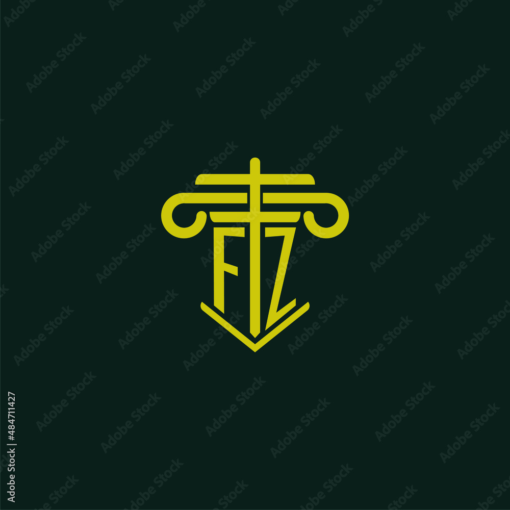 FZ initial monogram logo design for law firm with pillar vector image ...
