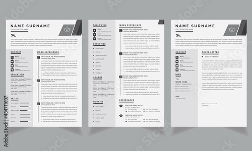 Resume Layout Gray Sidebar with Creative cv and Cover Letter  Templates 