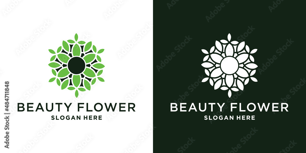 Fototapeta premium flower mandala logo leaf concept