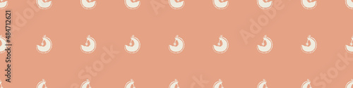 Gender neutral sleepy star and moon seamless vector background. Simple whimsical romantic 2 tone pattern banner. Kids nursery wallpaper or scandi band.