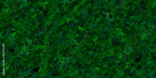 Dark green vector background with triangles.