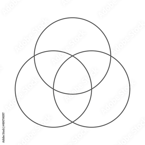 Circle line infographic symbol. 3 cross circles pictogram. Vector isolated on white.