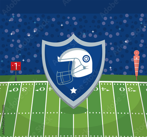 american football camp with shield