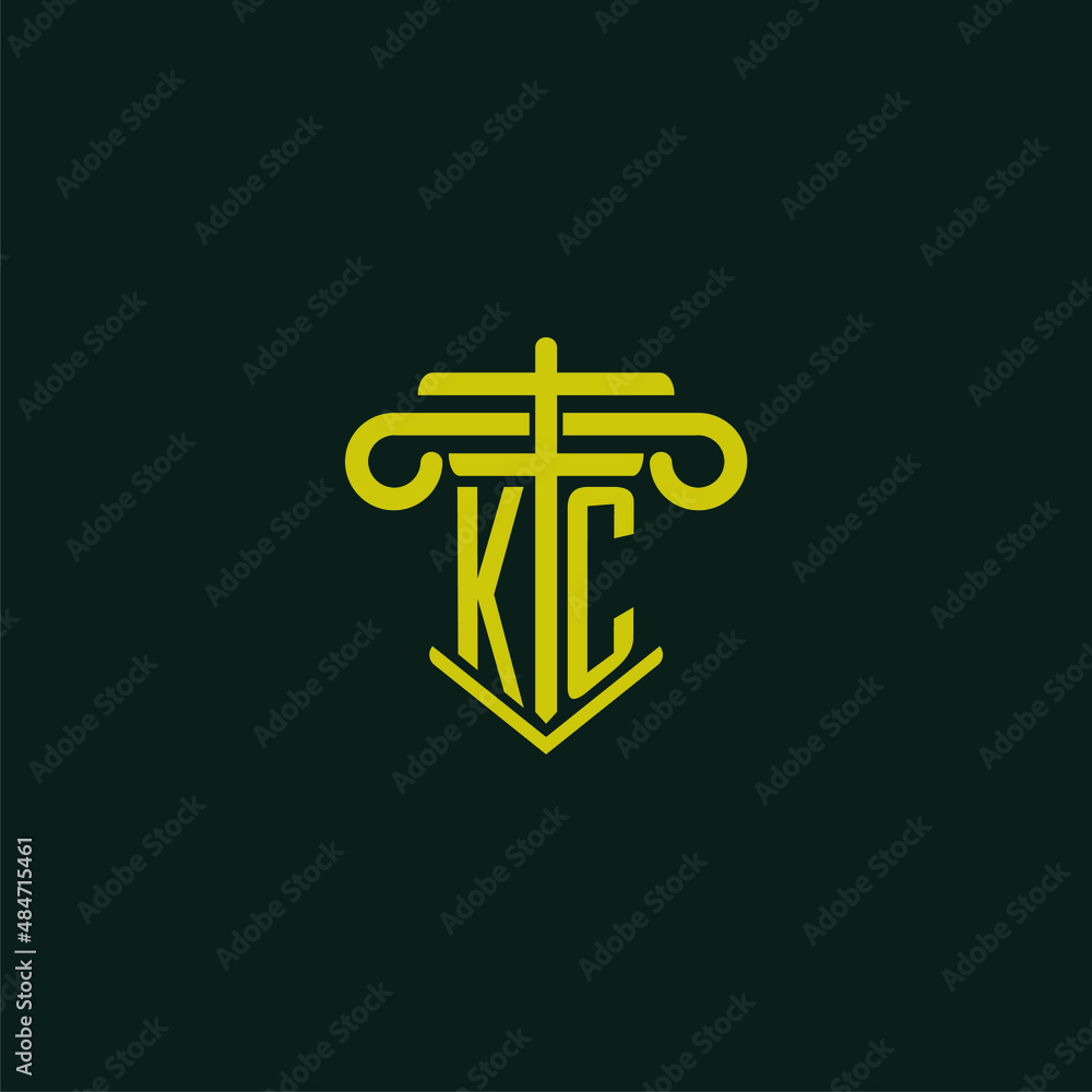 KC initial monogram logo design for law firm with pillar vector image ...