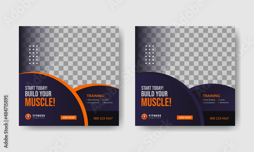 modern creative gym and fitness social media post and web template.