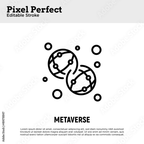 Metaverse thin line icon. Virtual reality. Pixel perfect, editable stroke. Vector illustration.