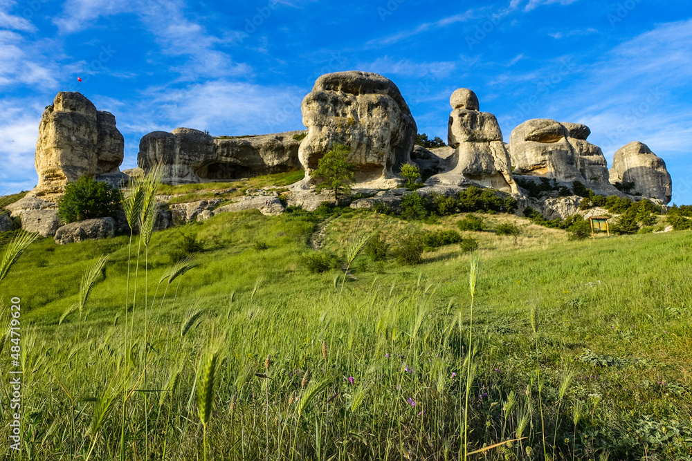 Picturesque view of the Bakhchisarai sphinxes. Bakhchisarai. Crimea. Russia. The Crimean Peninsula.