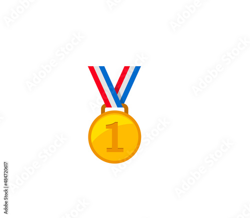 First place medal vector isolated icon. Emoji illustration. Gold medal vector emoticon
