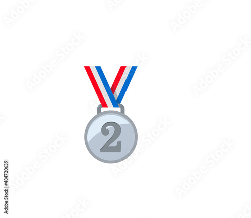 Second place medal vector isolated icon. Emoji illustration. Silver medal vector emoticon