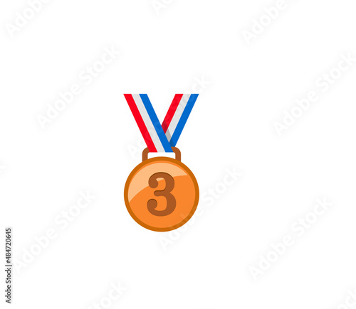 Third place medal vector isolated icon. Emoji illustration. Third place medal vector emoticon