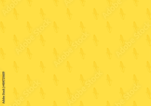 Corn icon. Corn doodle pattern wallpaper. Corn on yellow background.