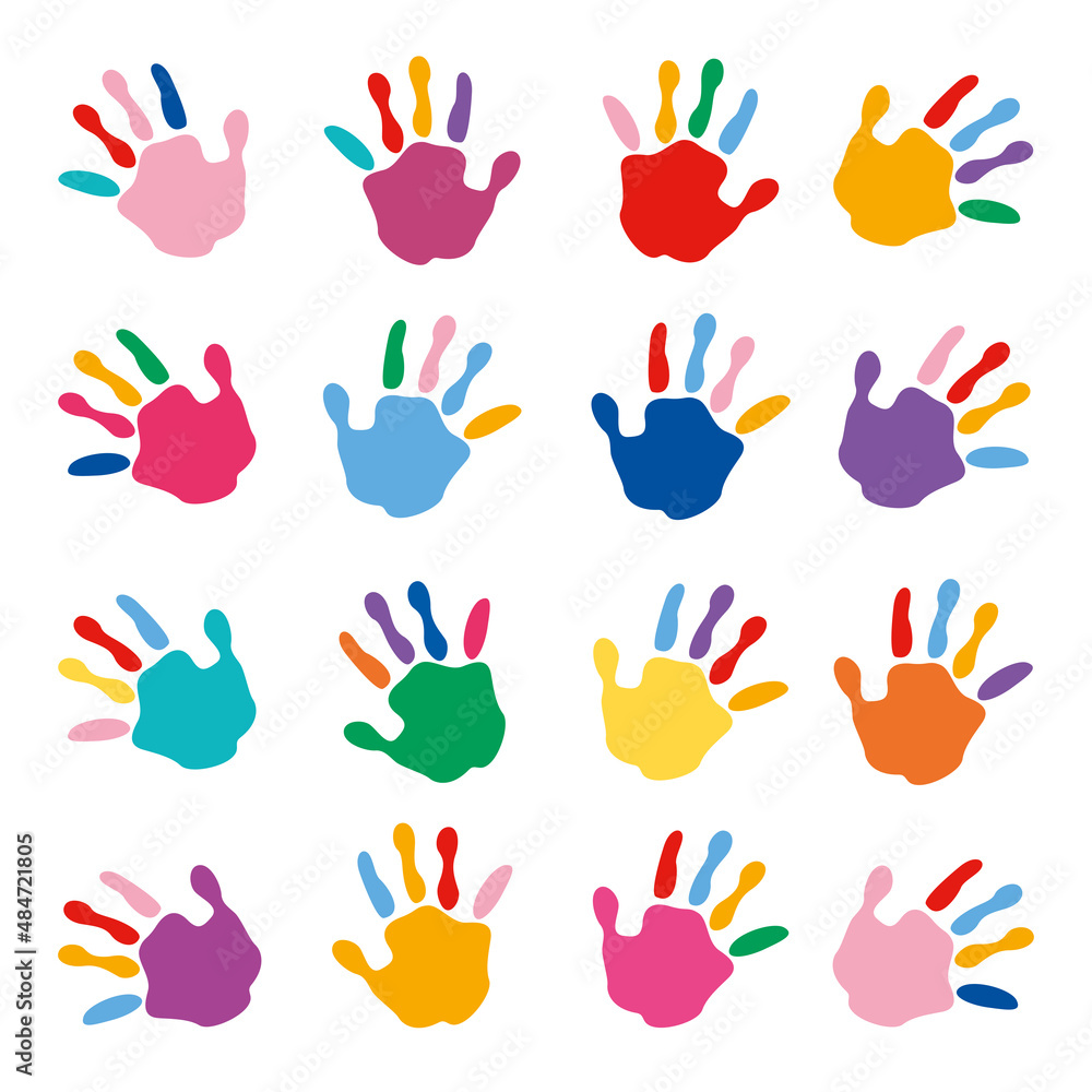 Colorful Painted Hands Of Little Children Colorful Painted Hands Of Little Children