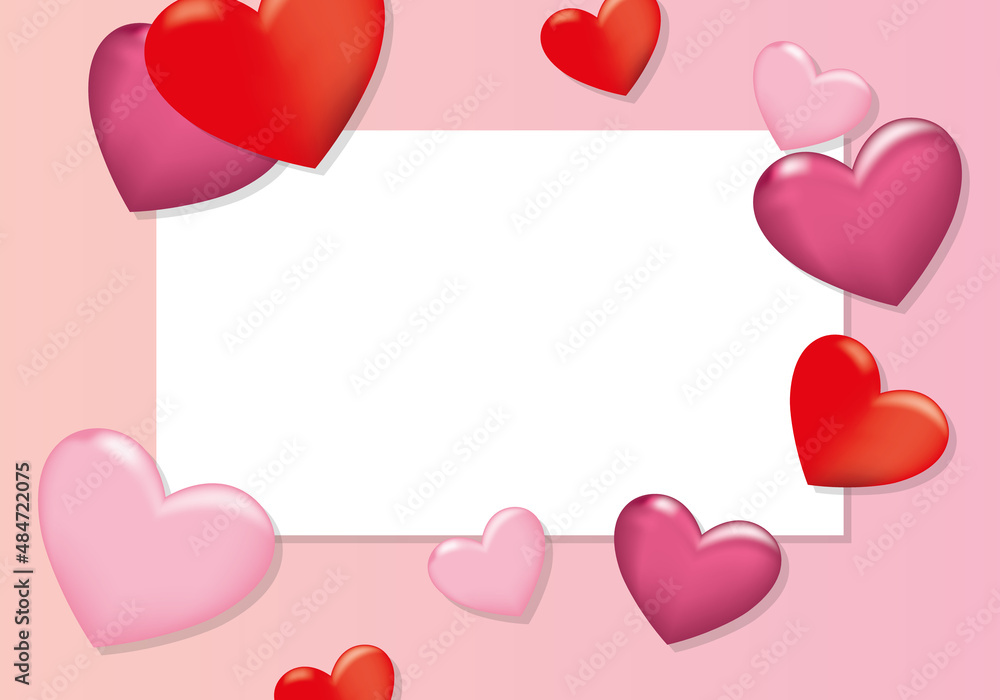 Romantic card. Blank card to add text with pink and red balloons
