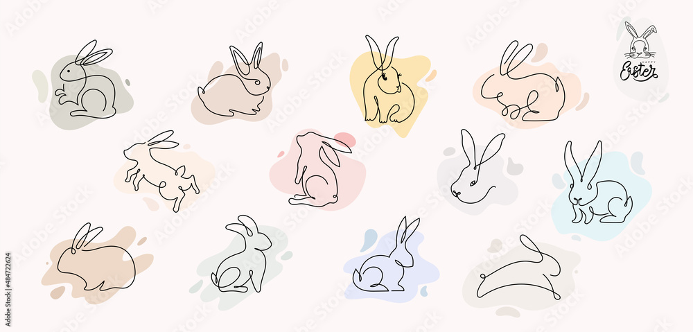 Simple Cartoon Bunny Isolated White Background Stock Vector by