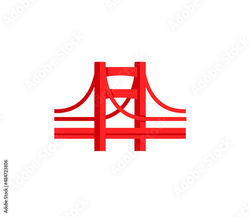 Red bridge vector isolated icon. Emoji illustration. Golden gate vector emoticon