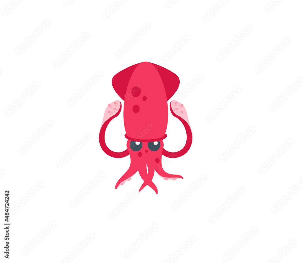 Squid vector isolated icon. Emoji illustration. Squid vector emoticon Squid vector isolated icon. Emoji illustration. Squid vector emoticon