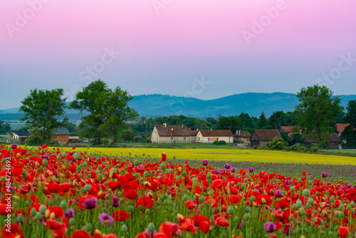 Summer rural landscape of Turiec region  Slovakia.