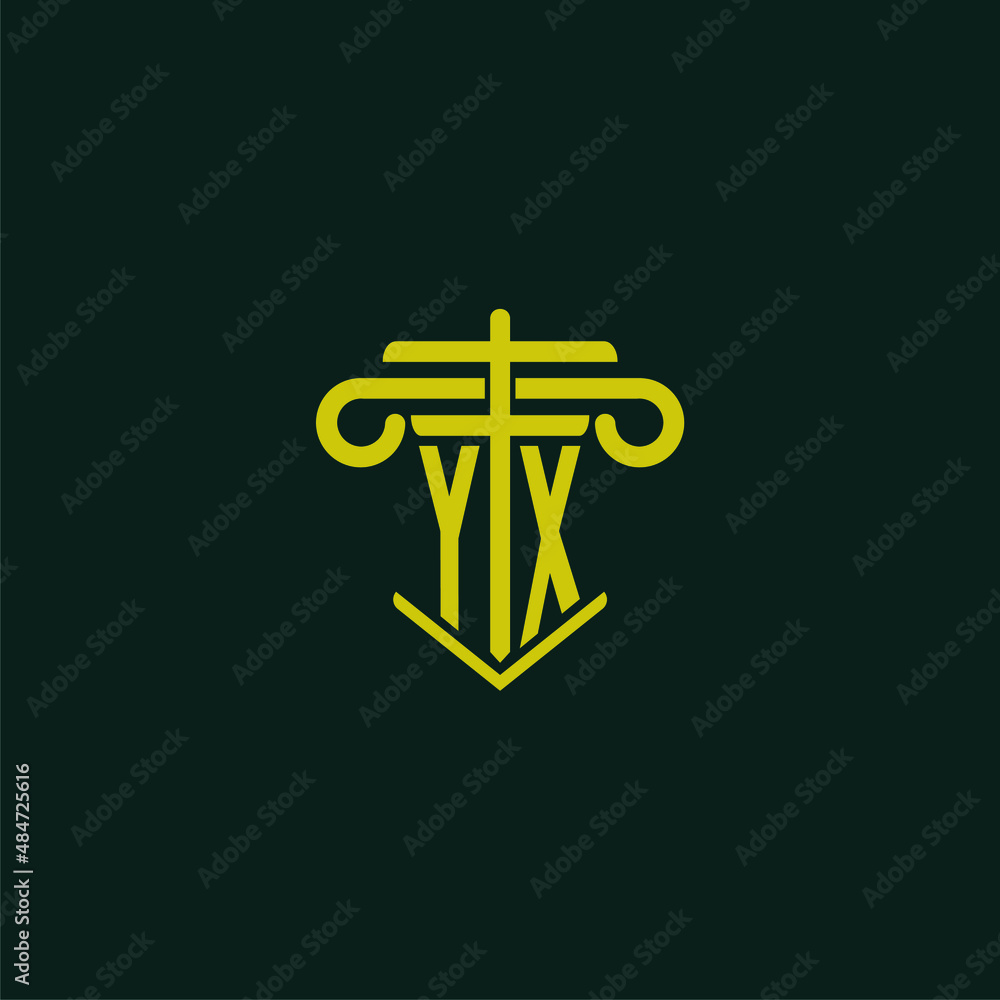 YX initial monogram logo design for law firm with pillar vector image ...