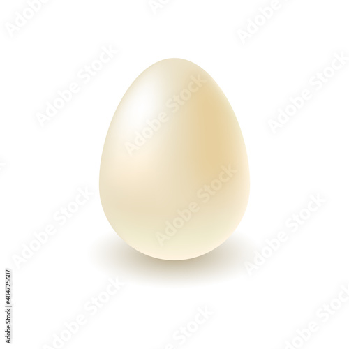 White egg with realistic shadows isolated on white background. Design template for Easter holiday. Vector Illustration