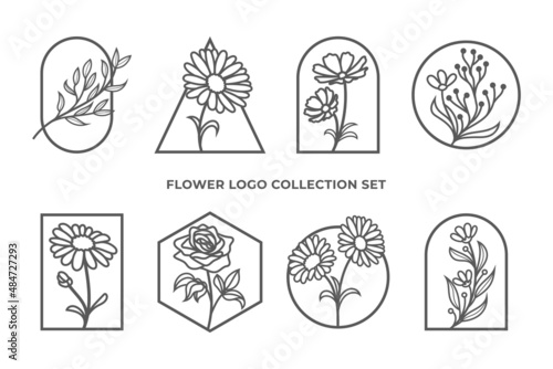 Beautiful flowers logo collection set