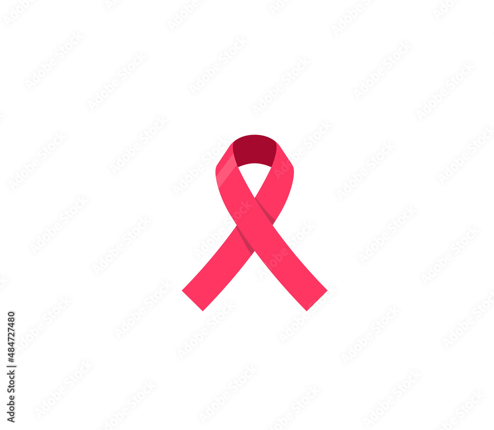 Awareness ribbon vector isolated icon. Emoji illustration. Breast