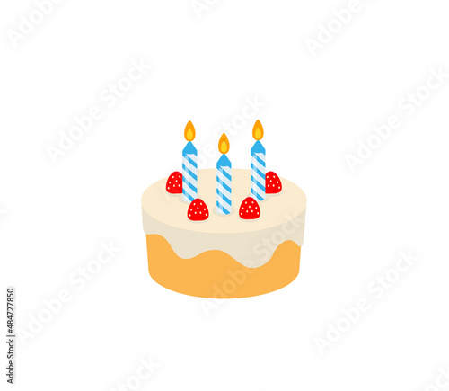 Birthday cake vector isolated icon. Emoji illustration. Birthday cake with candles vector emoticon