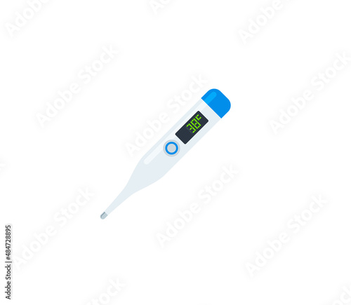 Thermometer vector emoticon icon. Isolated electronic medical thermometer colored emoji symbol. Thermometer icon