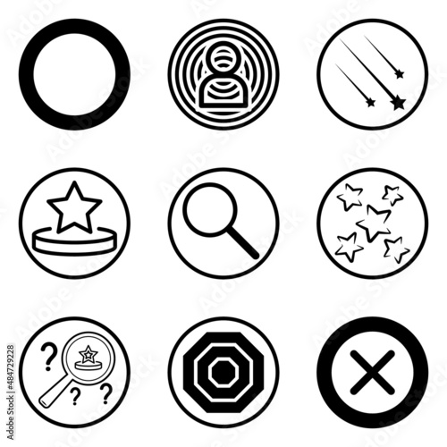 Circles Flat Icon Set Isolated On White Background