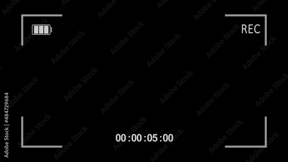 Camera viewfinder animation recording a video. Camera frame viewfinder screen of video recorder digital display interface. Filming with dslr camera or mirrorless and smartphone for recording