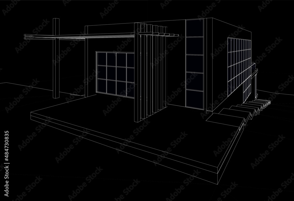 Modern house architecture vector 3d illustration Modern house architecture vector 3d illustration