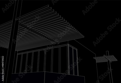 Modern house architecture vector 3d illustration 
