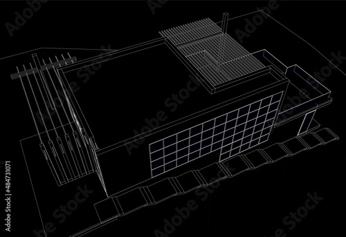 Modern house architecture vector 3d illustration 