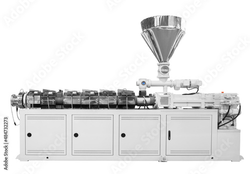 Foto Production machine for manufacture products from pvc plastic extrusion technolog