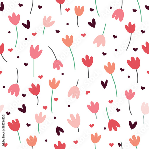 Simple seamless background with tulips. © Elena Melnikova
