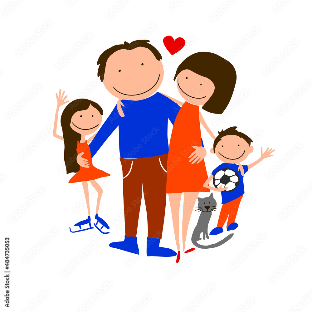 Abstract family icon. Together symbol. Happy Valentine's Day. Vector logo