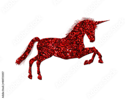 Unicorn horse Red Glitter Icon Logo Symbol illustration
