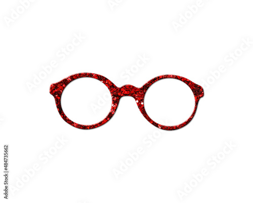 Nerd Eyeglasses Red Glitter Icon Logo Symbol illustration