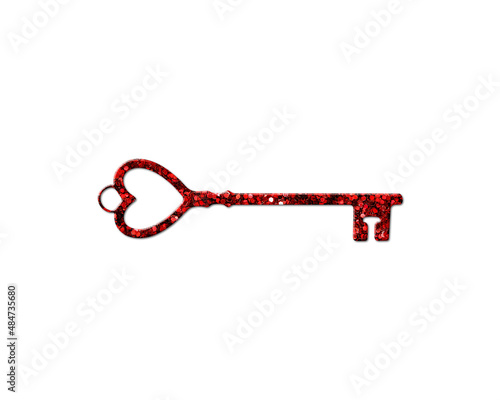 Vintage Retro Key Red Glitter Icon Logo Symbol illustration © SunFrot