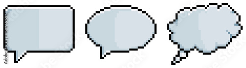 Pixel art speech and thought bubbles vector icon for 8bit game on white background