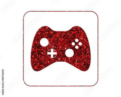Video Game Controller Red Glitter Icon Logo Symbol illustration