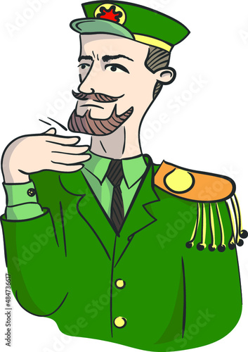 A military man showing heads off sign